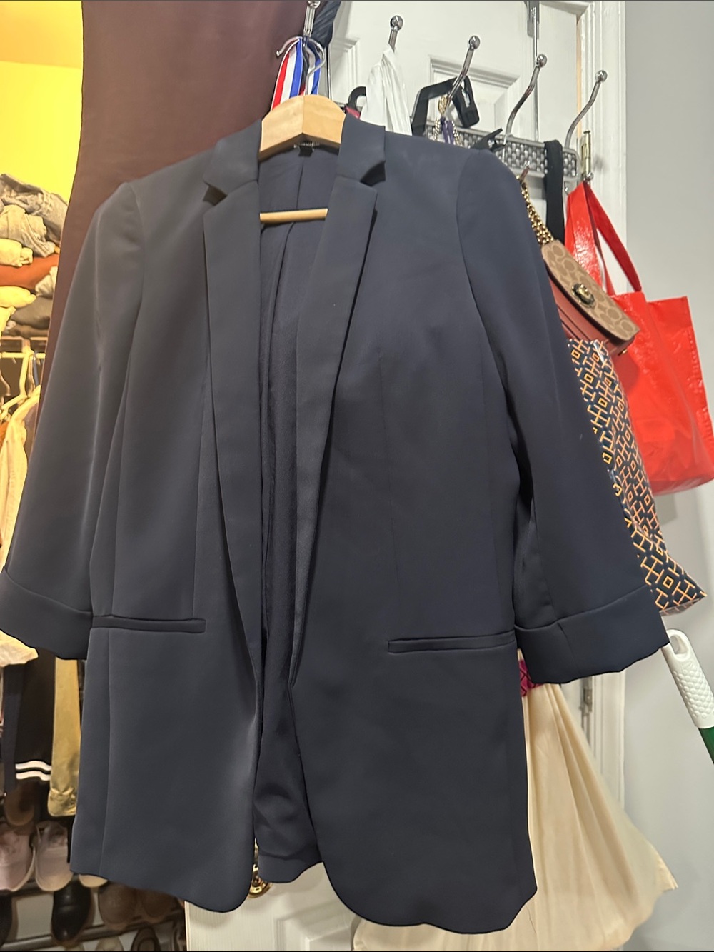 Express Women's Navy Open-Front Blazer